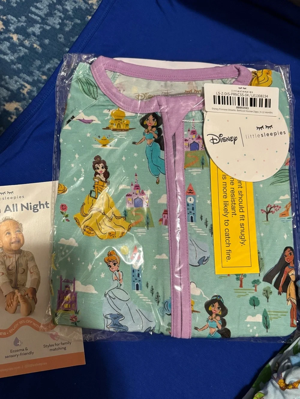 Little Sleepies Girls' Disney Princess Dreams Zippy 6/12 new Pajama